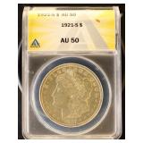 US Coins 1921-S Morgan Silver Dollar Graded AU50 b