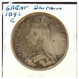Great Britain Coins 1892 1 Crown, Silver
