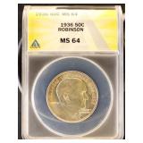 US Coins 1936 Robinson Commemorative Half Dollar G