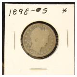 US Coins 1898-S & 1909-O Barber Quarters
