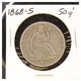 US Coins 1868-S Seated Liberty Half Dollar