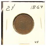 US Coins 1864 Two Cent Piece