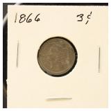 US Coins 1866 & 1867 Three Cent Pieces