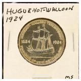 US Coins 1924 Huguenot-Walloon Commemorative Half