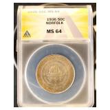 US Coins 1936 Norfolk Commemorative Half Dollar Gr