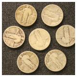 US Coins 7 Seated Liberty Quarters
