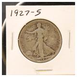 US Coins 1927-S & 1917 Walking Liberty Half Dollar
