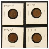 US Coins Group of 4 San Francisco Wheat Cents, 191