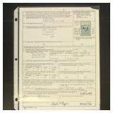 US Stamps #RY6 Fire Arms Tax Stamps on document fo