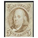 US Stamps #1 Used with Removed Cancel and PSE Cert