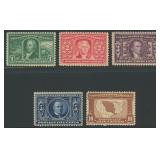US Stamps #323-327 Mint HR with small faul CV $305