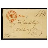 US 1840 Stampless Folded Letter with 2 different N