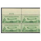 US Stamps #C18 Mint NH Plate Number Block of 4 wit