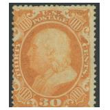 US Stamps #38 Mint No Gum reperforated CV $700