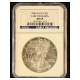 US Coins 2009 Silver Eagle Graded MS69 by NGC