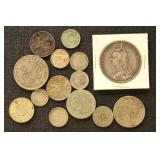 Worldwide Coins in small box including a group of