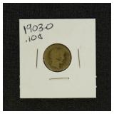 US Coins 1903-O Barber Dime, circulated