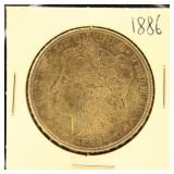 US Coins 2 Morgan Silver Dollars, circulated in fl