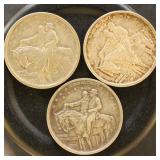 US Coins 3 x 1925 Stone Mountain Half Dollars, cir