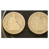 US Coins 1871-S & 1876 Seated Liberty Half Dollars
