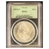 US Coins 1902-O Morgan Silver Dollar Graded MS63 b