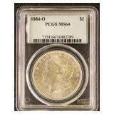 US Coins 1884-O Morgan Silver Dollar Graded MS64 b