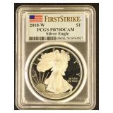 US Coins 2018-W Silver Eagle Graded PR70DCAM by PC