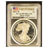 US Coins 2017-W Silver Eagle Graded PR70DCAM by PC