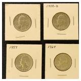 US Coins 14 Silver 1940s-1950s Quarters in Coin Fl