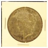 US Coins 2 Peace Silver Dollars, circulated in fli