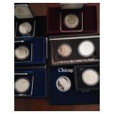 US Silver Coins 7 Commemorative Silver Dollars in