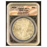 US Coins 2010 Silver Eagle Graded MS70 by ANACS