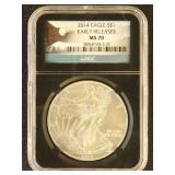 US Coins 2014 Silver Eagle Graded MS70 by NGC