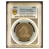 US Coins 1806 Bust Half Dollar Pointed 6, no Stem