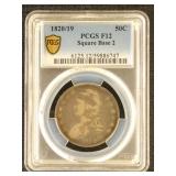 US Coins 1820/19 Bust Half Dollar Graded F12 by PC