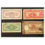 Asia Paper Money group with bills from Japan, Chin