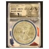 US Coins 2021-W Type 1 Silver Eagle Graded MS70 by