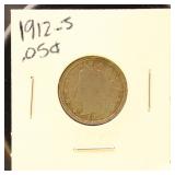 US Coin 1912-S Liberty "V" Nickel, Circulated