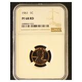 US Coin 1961 Penny PF68RD NGC Graded, Proof Red Li