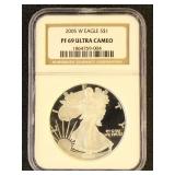 US Coin 2005-W Silver Eagle PF69 Proof Ultra Cameo
