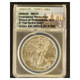 US Coins 2021 Type 1 Silver Eagle Graded MS70 by A