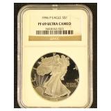 US Coin 1996-P Silver Eagle PF69 Proof Ultra Cameo