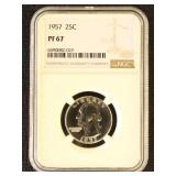 US Silver Proof Coin 1957 Washington Quarter PF67
