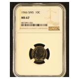 US Coin 1966 Roosevelt Dime MS67 NGC Graded