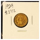 US Gold Coin 1929 Indian Quarter Eagle ($2.50), AU