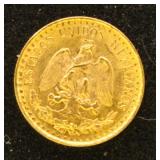 Mexico Gold Coin 1945 2 Pesos AU/BU