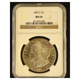 US Coins 1889-S Morgan Silver Dollar Graded MS64 b