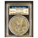 US Coins 2013-W Silver Eagle Graded MS70 by PCGS