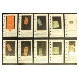 US Stamps Back of Book on dealer cards, includes s