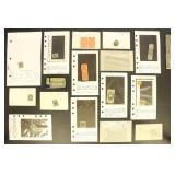 US Stamps Match & Medicine Stamps on dealer cards,